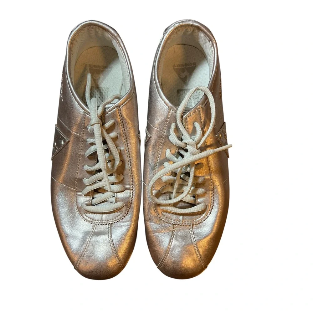 Le Coq Sportif Rose Gold Metallic Leather Sneakers‎ Women's Size 8.5